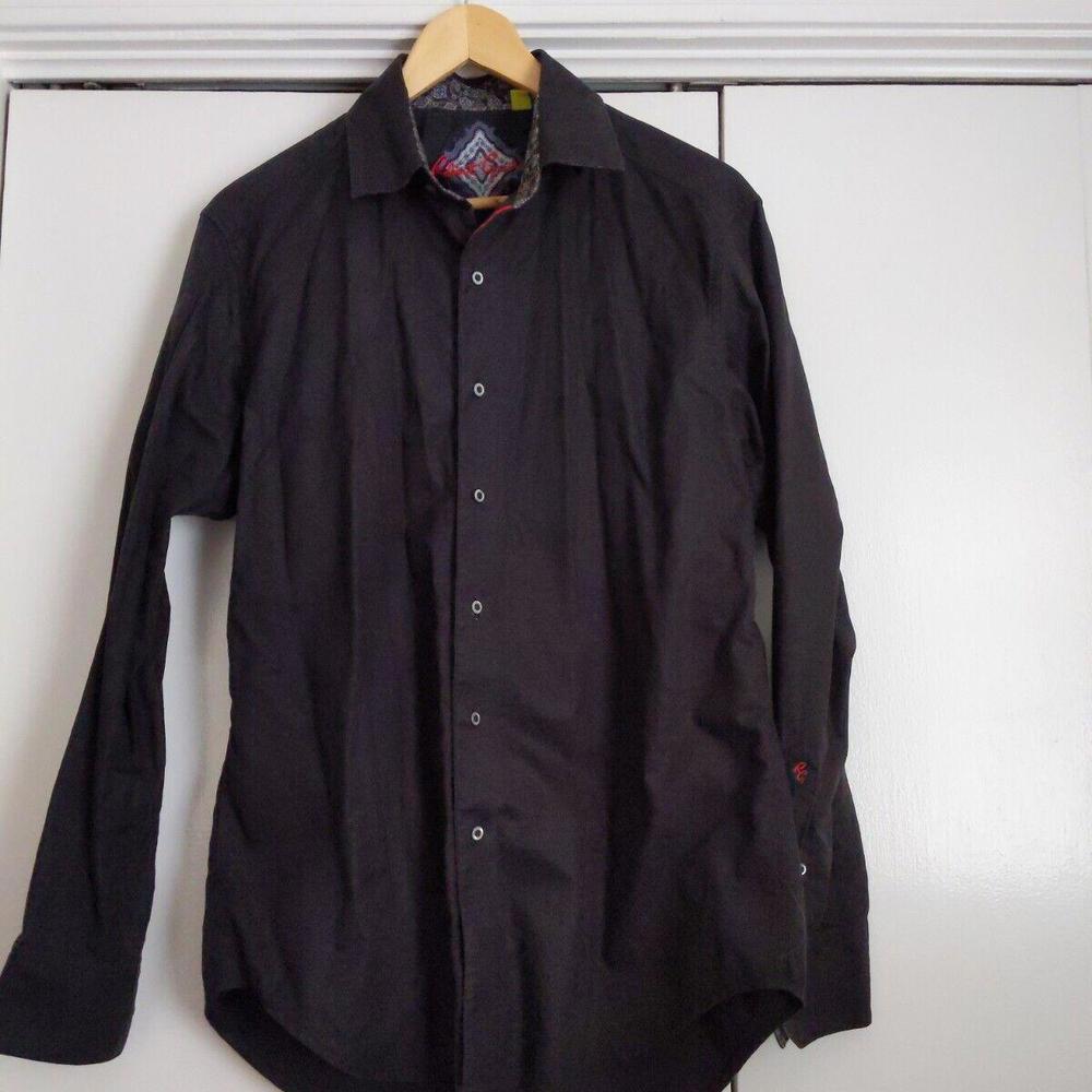 Robert Graham BLACK Long Sleeve Shirt Size MED Button-Up